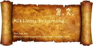 Miklóssy Krisztina névjegykártya